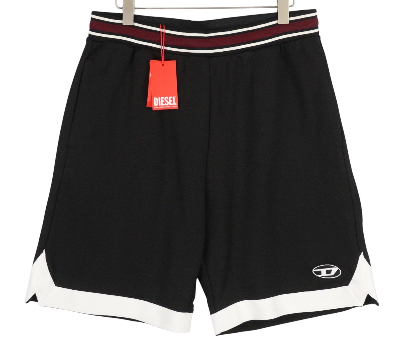 DIESEL P-Bowly Men Shorts 2XL Black Elastic Waist Pockets Tricot Sweat RRP€125