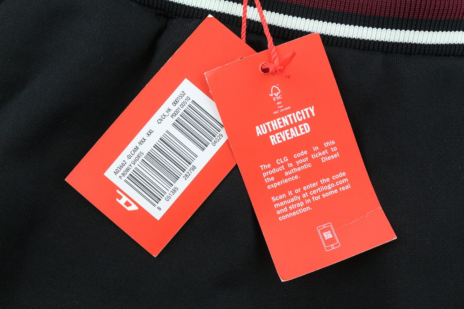 DIESEL P-Bowly Men Shorts 2XL Black Elastic Waist Pockets Tricot Sweat RRP€125