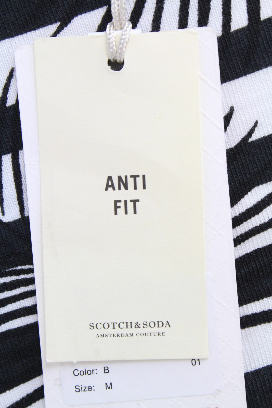 SCOTCH & SODA Ams Couture Men's M Black Cotton Anti Fit Stripe Print Tee