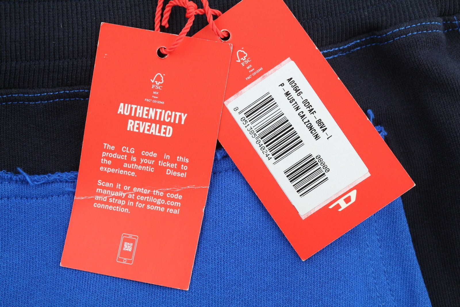 DIESEL P-Mustin Men Shorts L Blue Printed Sweat Elastic Waist Pockets RRP€125