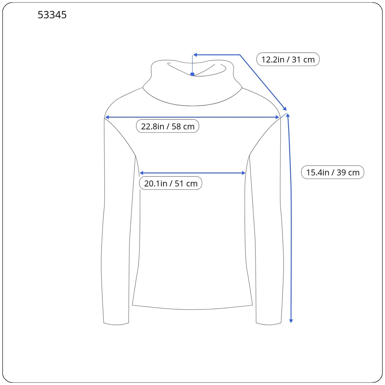 INFINITE YOU Women Pullover Top L/XL Navy 3/4 Sleeve Stretch Roll Neck Casual