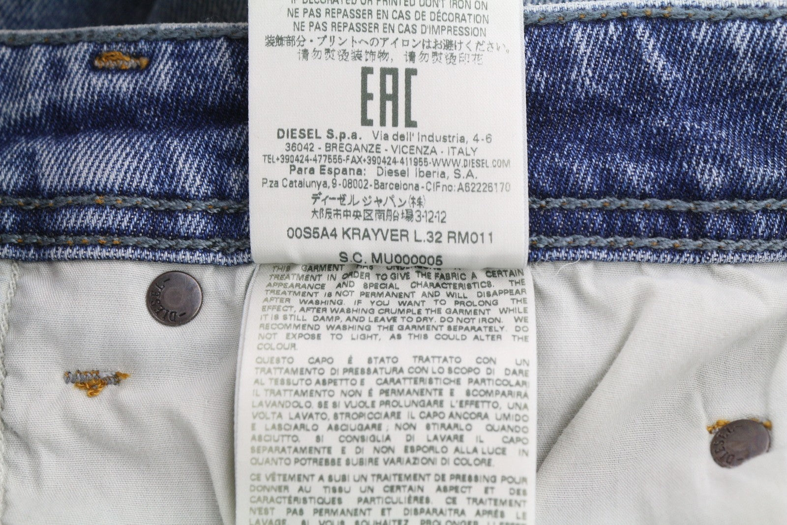 DIESEL Krayver RM011 Men Jeans W32/L32 Regular Slim Carrot Fit Stretch Washed