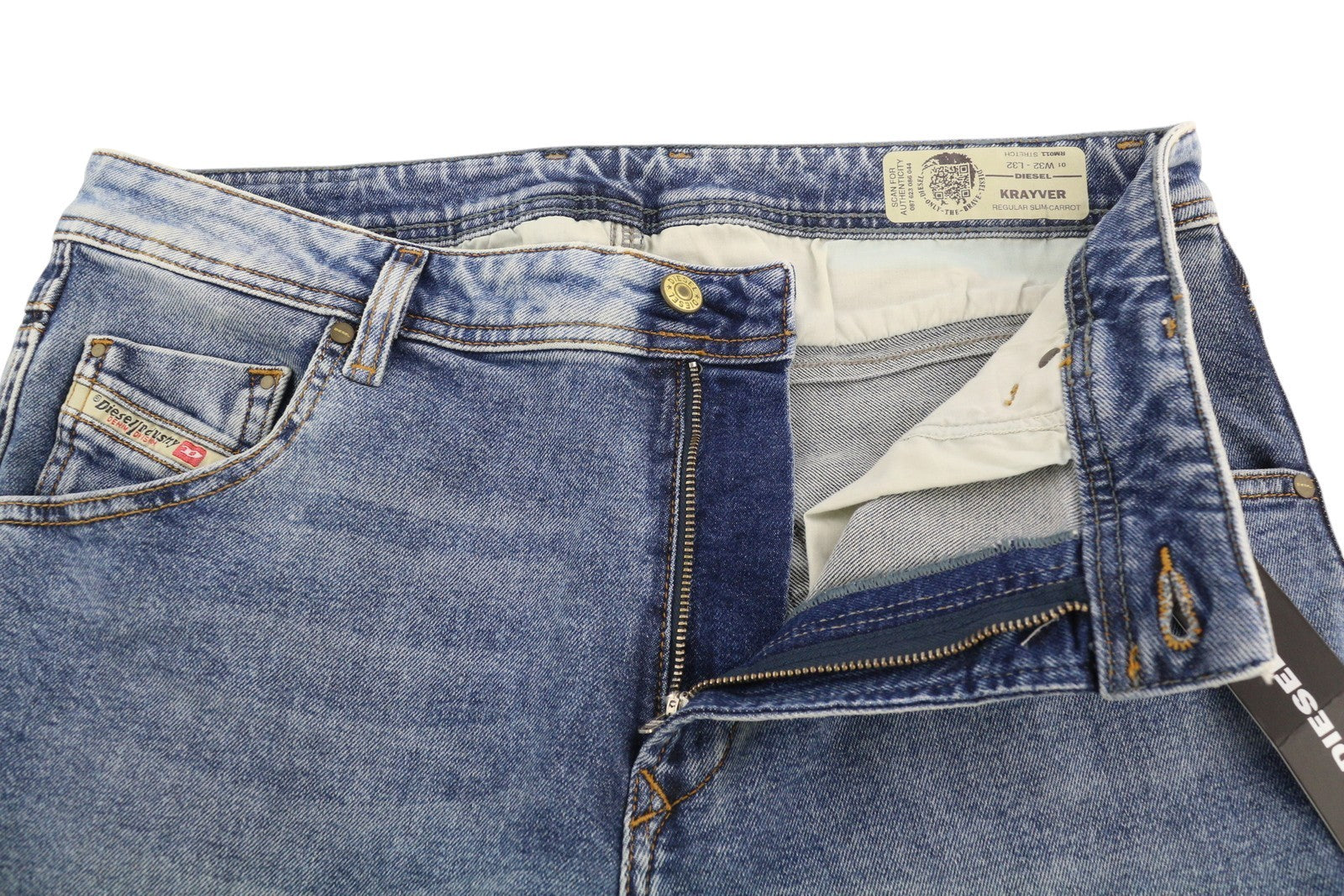 DIESEL Krayver RM011 Men Jeans W32/L32 Regular Slim Carrot Fit Stretch Washed