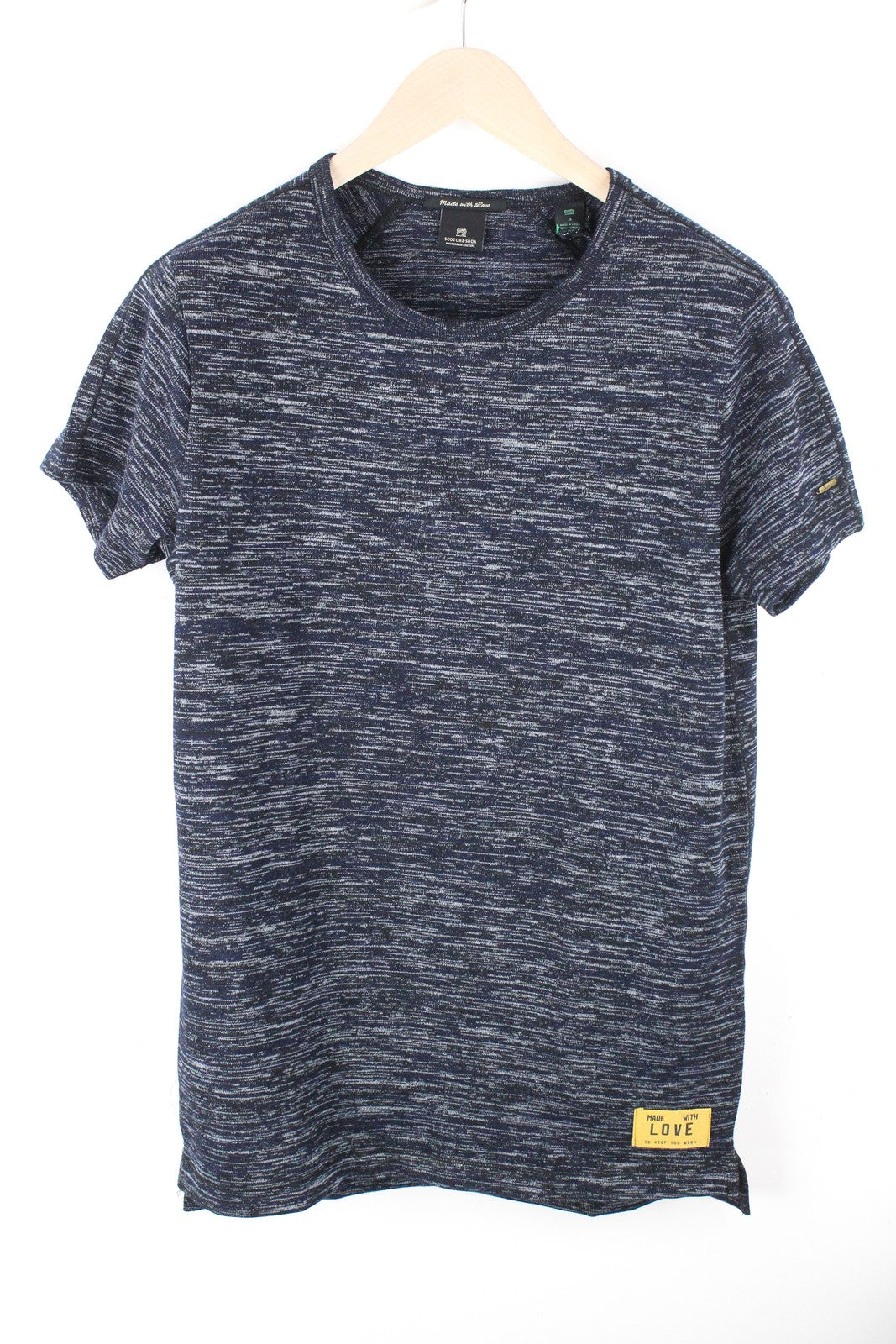 SCOTCH & SODA Ams Couture Men's S Dark Blue Cotton Blend Long Fit Casual Tee