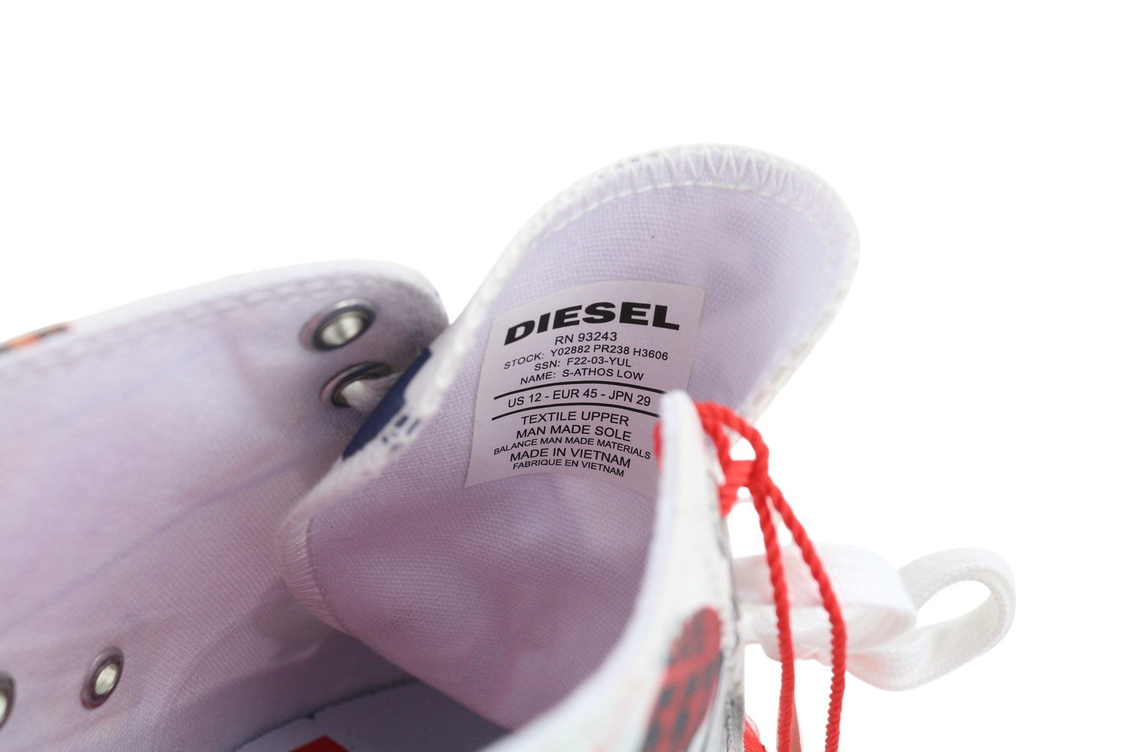 DIESEL S-Athos Low Men Sneakers EU45 Patterned Low Top Laced Almond Toe RRP€160