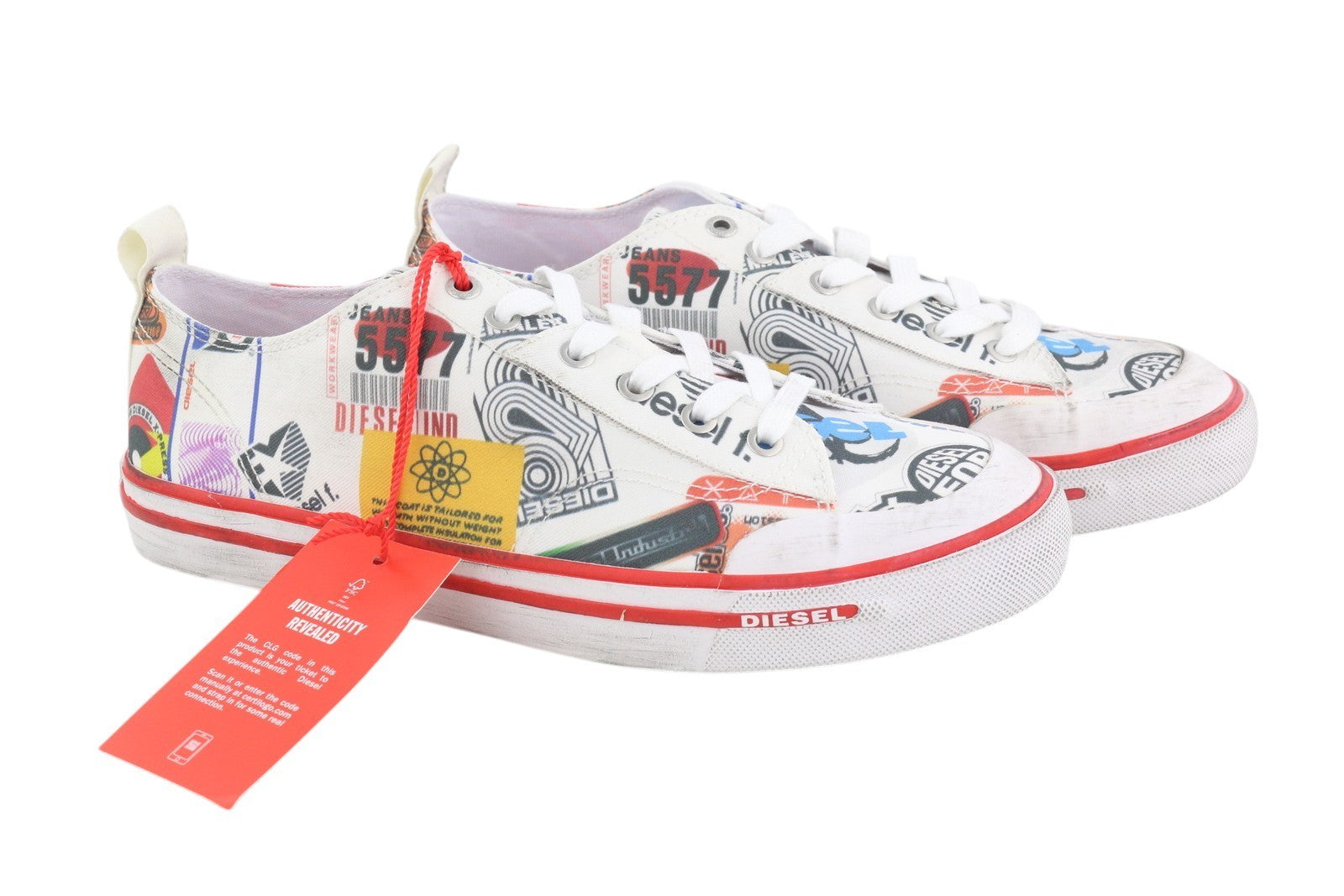 DIESEL S-Athos Low Men Sneakers EU45 Patterned Low Top Laced Almond Toe RRP€160