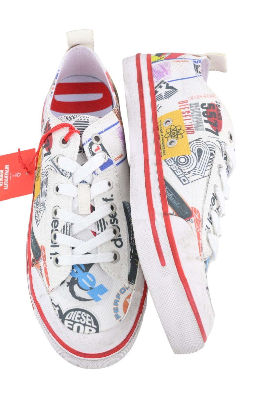 DIESEL S-Athos Low Men Sneakers EU45 Patterned Low Top Laced Almond Toe RRP€160