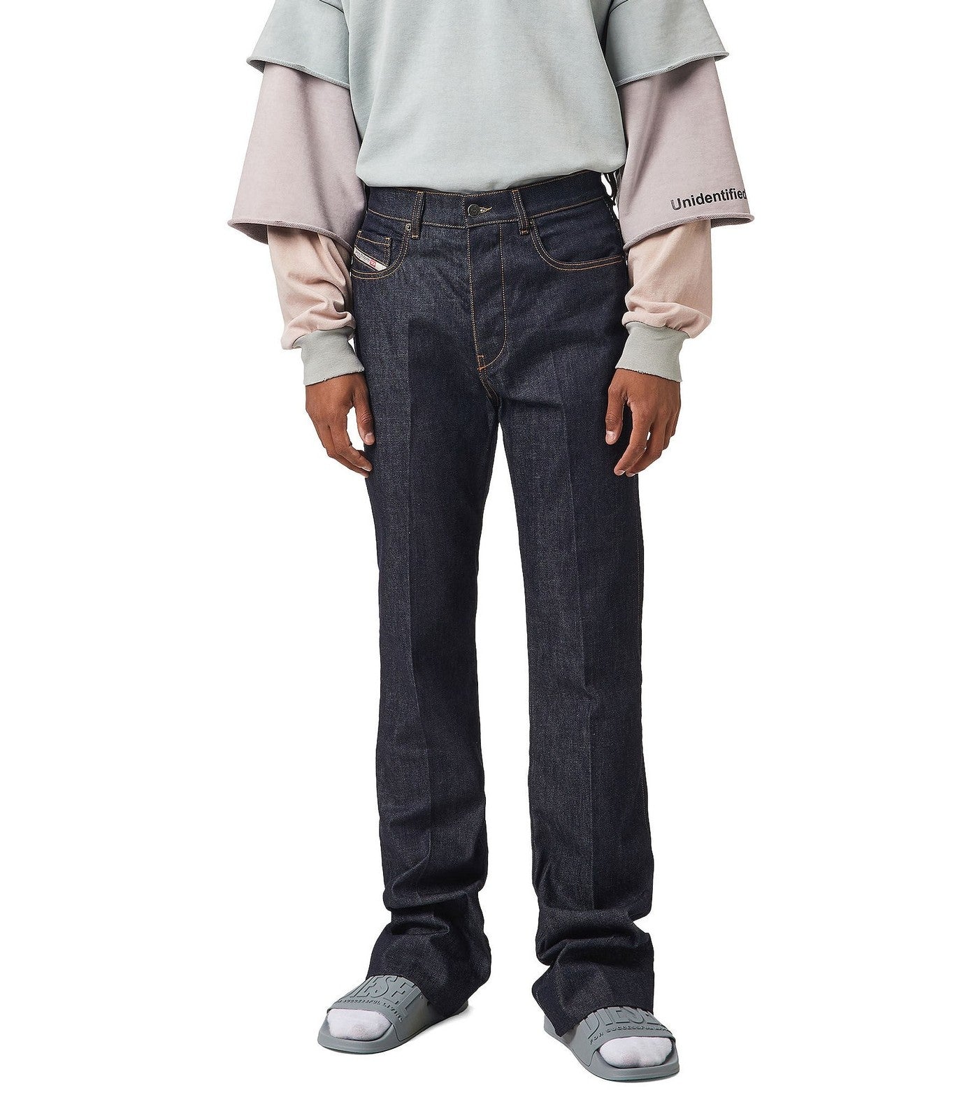 DIESEL D-Jefferr 09B44 Men Jeans W32/L34 Bootcut Fit Stretch Buttoned Denim