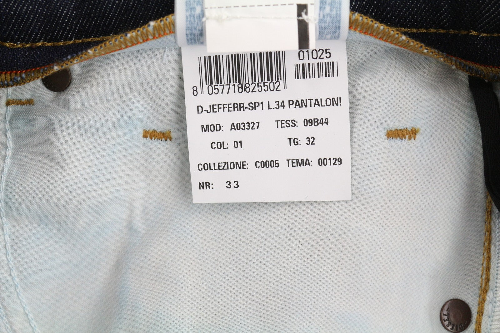 DIESEL D-Jefferr 09B44 Men Jeans W32/L34 Bootcut Fit Stretch Buttoned Denim