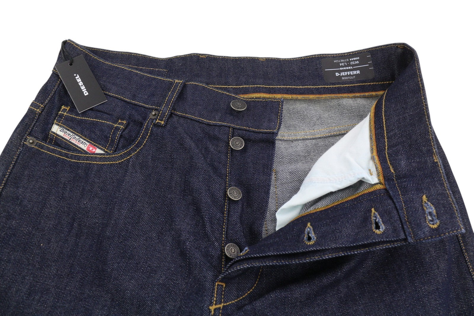 DIESEL D-Jefferr 09B44 Men Jeans W32/L34 Bootcut Fit Stretch Buttoned Denim