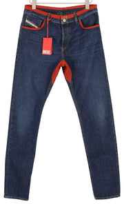 DIESEL D-Sark-Z-SP 09C88 Men Jeans W32/L34 Slim Fit Buttoned Washed Blue RRP€195