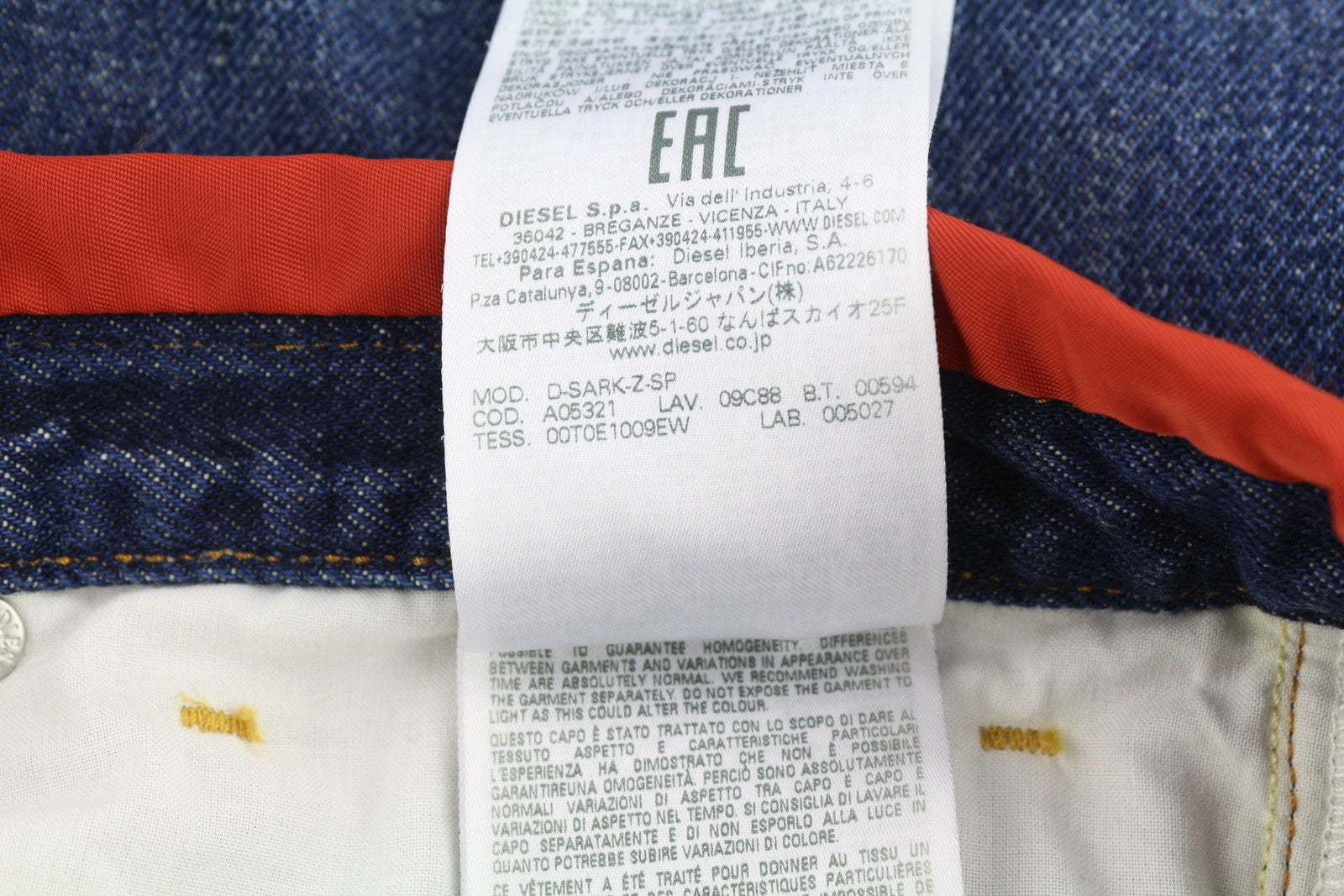 DIESEL D-Sark-Z-SP 09C88 Men Jeans W32/L34 Slim Fit Buttoned Washed Blue RRP€195