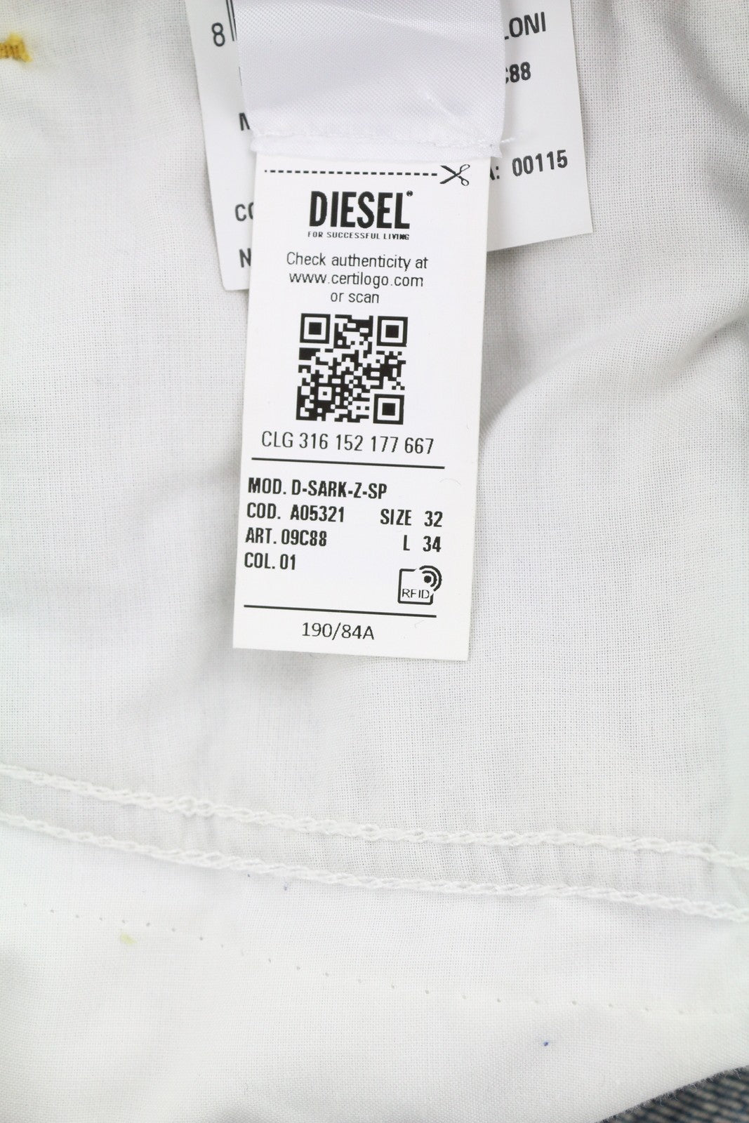 DIESEL D-Sark-Z-SP 09C88 Men Jeans W32/L34 Slim Fit Buttoned Washed Blue RRP€195