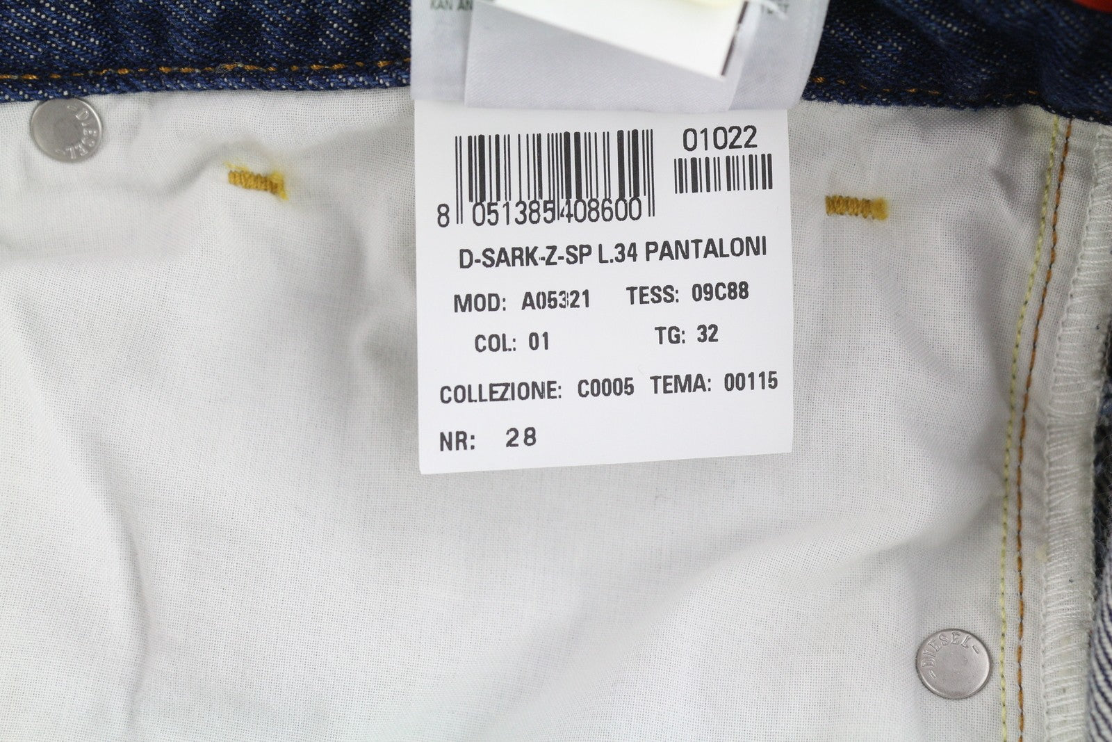 DIESEL D-Sark-Z-SP 09C88 Men Jeans W32/L34 Slim Fit Buttoned Washed Blue RRP€195