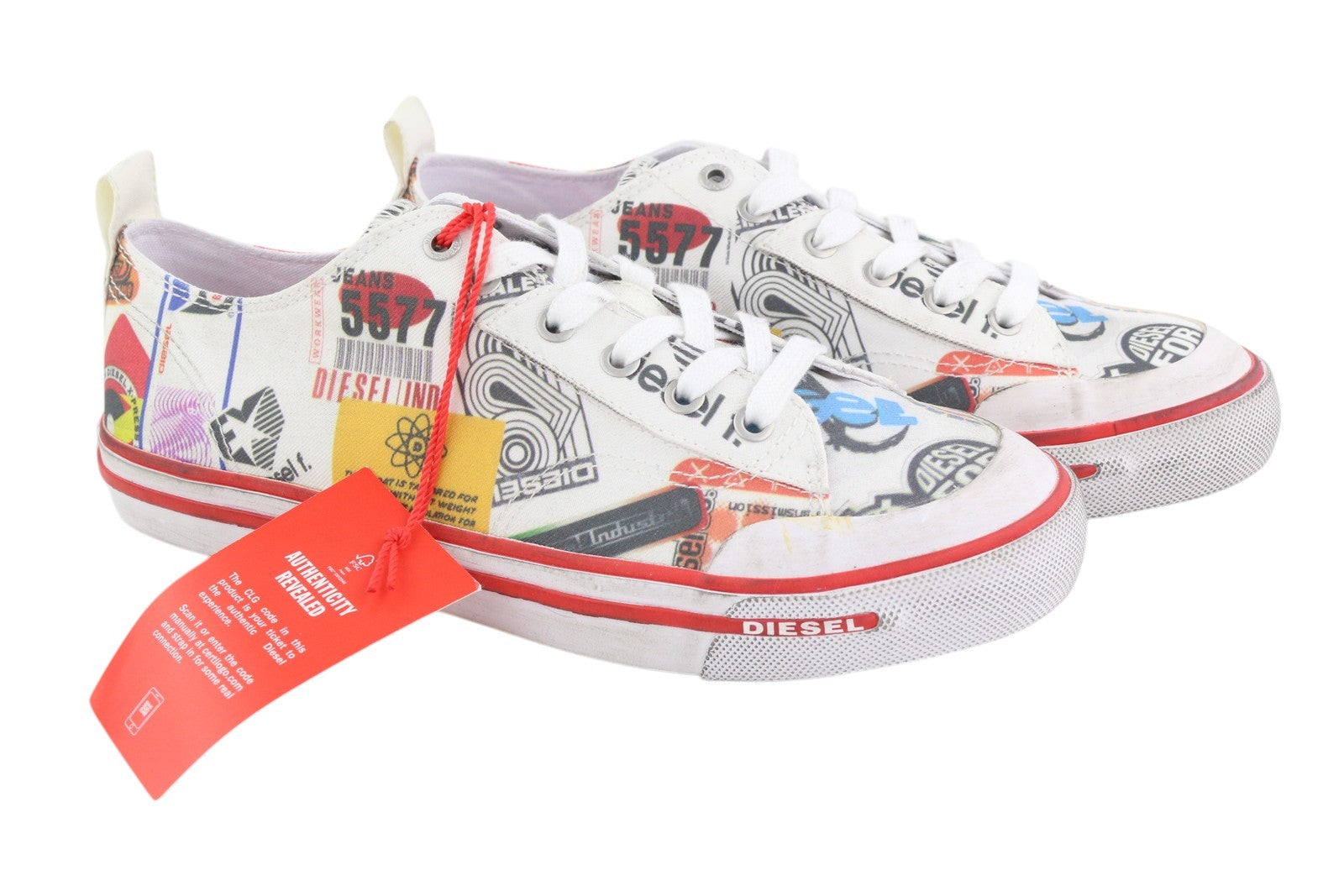 DIESEL S-Athos Low Men Sneakers EU41 Patterned Low Top Laced Almond Toe RRP€160