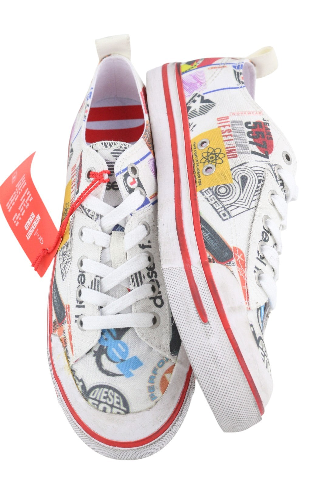 DIESEL S-Athos Low Men Sneakers EU41 Patterned Low Top Laced Almond Toe RRP€160