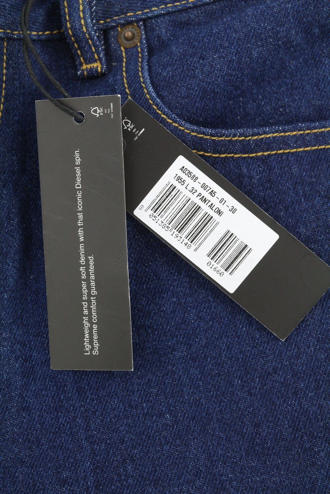 DIESEL D-Rekiv-Z 007A5 Men Jeans W30/L32 Tapered Fit Buttoned Denim Mid Blue