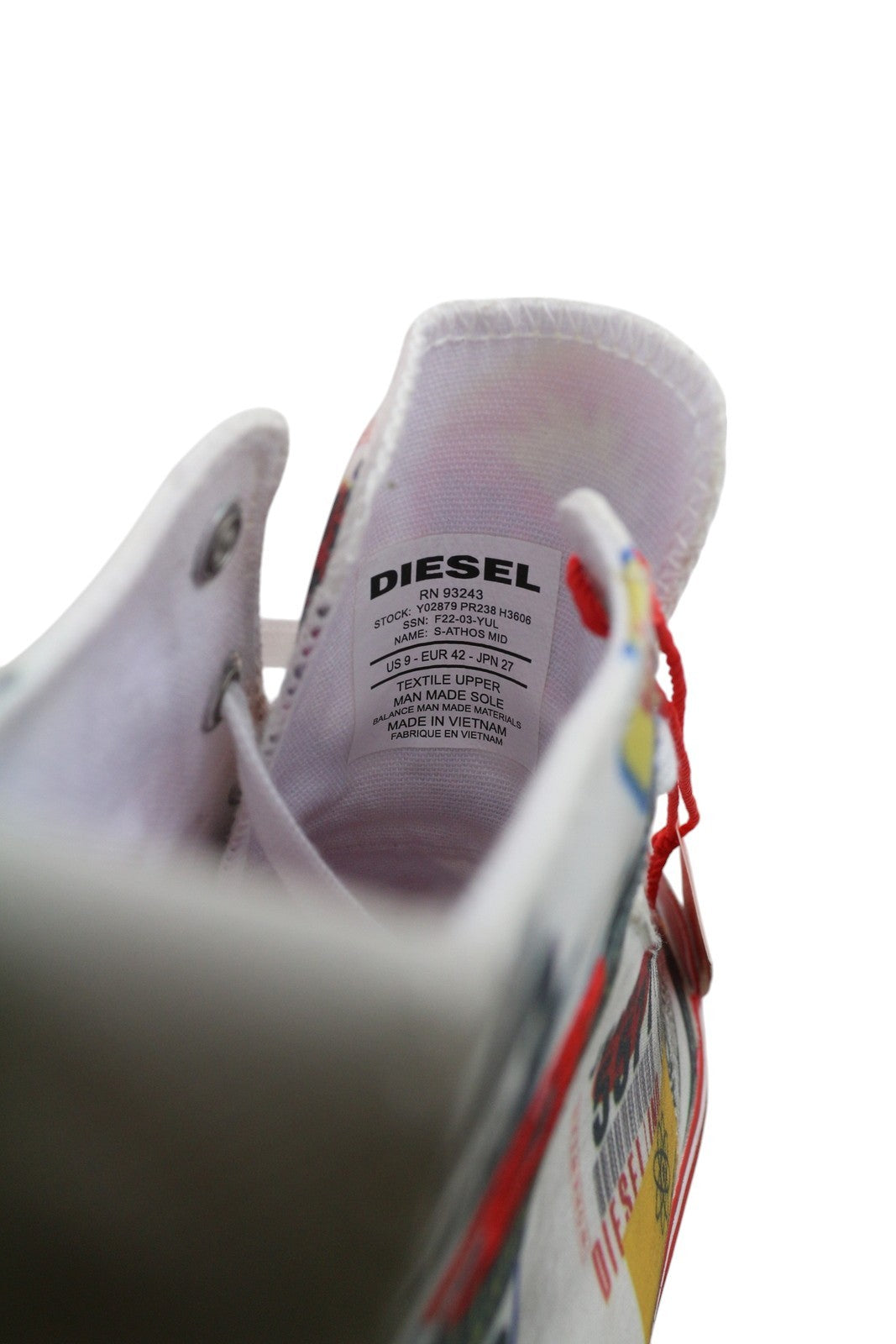 DIESEL S-Athos Mid Men Sneakers EU42 Patterned High Top Laced Almond Toe RRP€160