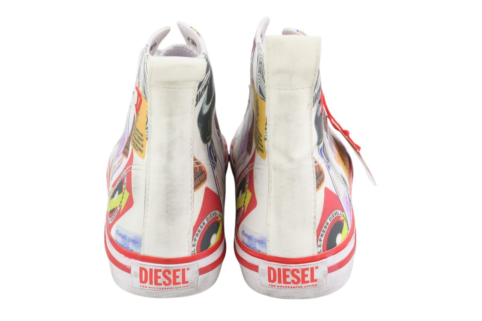 DIESEL S-Athos Mid Men Sneakers EU42 Patterned High Top Laced Almond Toe RRP€160
