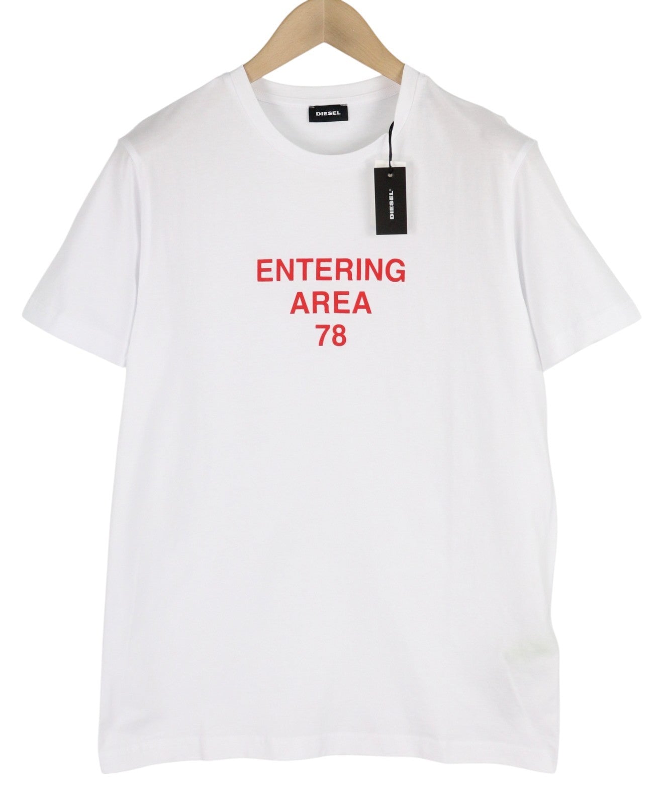 DIESEL T-Diegos-K25 Men T-Shirt M White Short Sleeve Crew Neck Cotton Print Logo