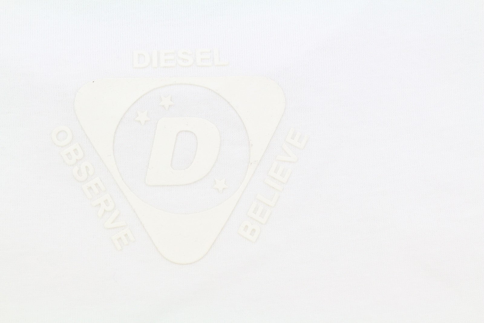 DIESEL T-Diegos-K25 Men T-Shirt L White Short Sleeved Crew Neck Cotton Logo