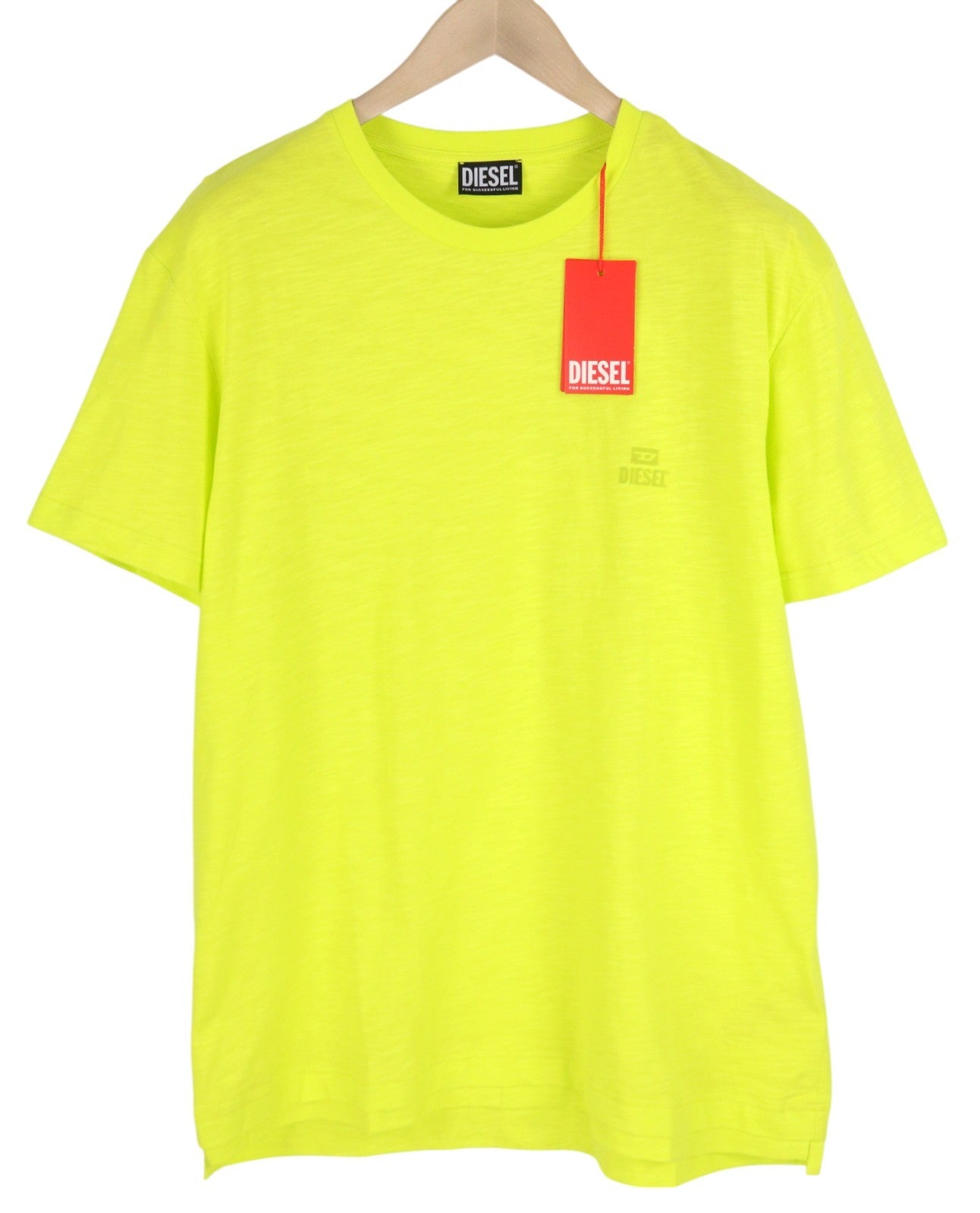 DIESEL T-Ronnie-HD Men T-Shirt 2XL Neon Yellow Short Sleeve Crew Neck Cotton