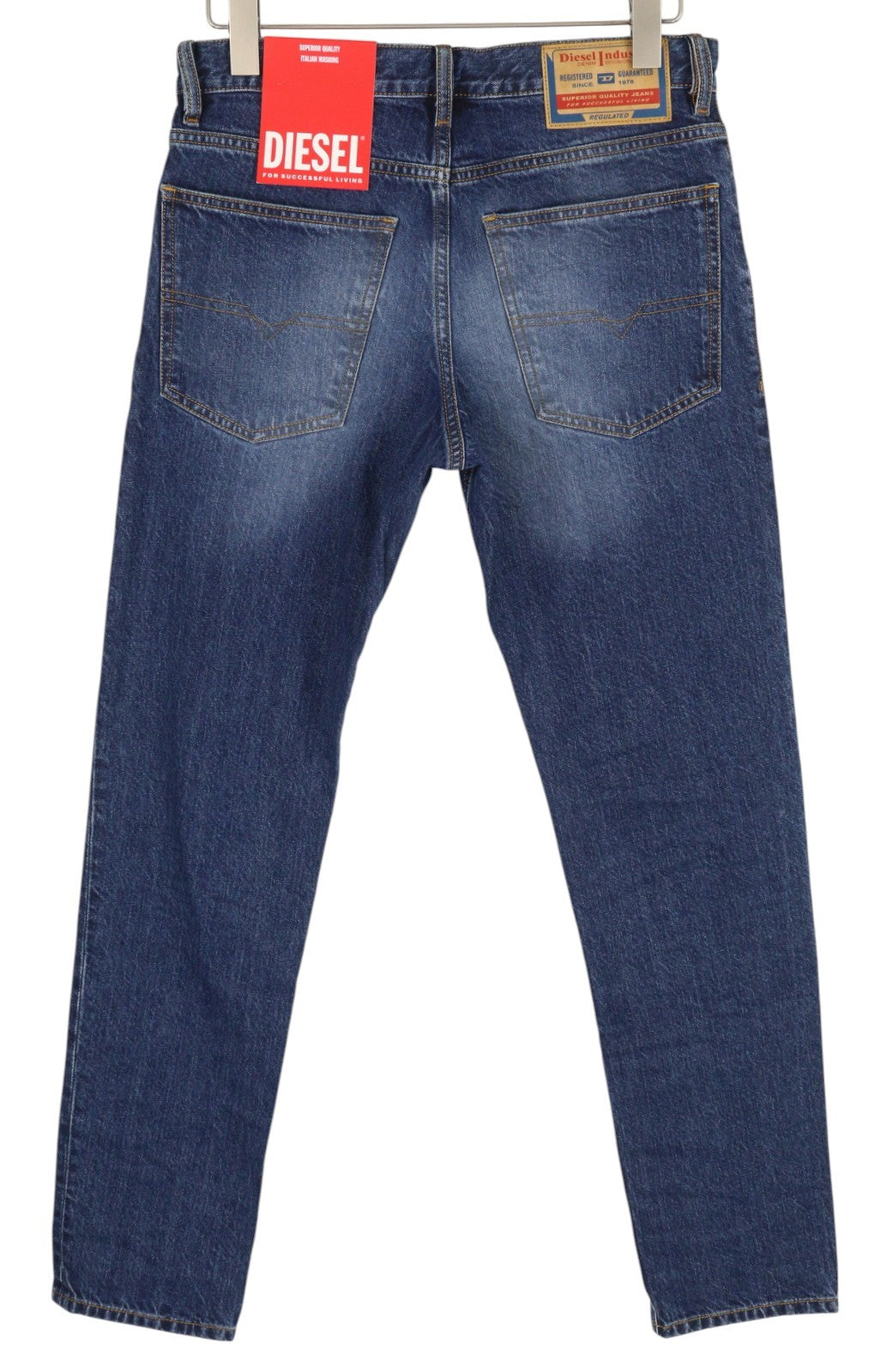 DIESEL 1995 09C65 Men Jeans W30/L32 Slim Fit Straight Leg Mid Waist Washed Blue