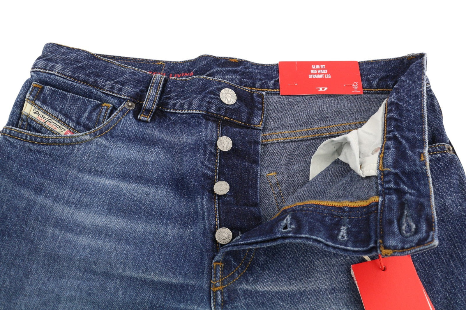 DIESEL 1995 09C65 Men Jeans W30/L32 Slim Fit Straight Leg Mid Waist Washed Blue