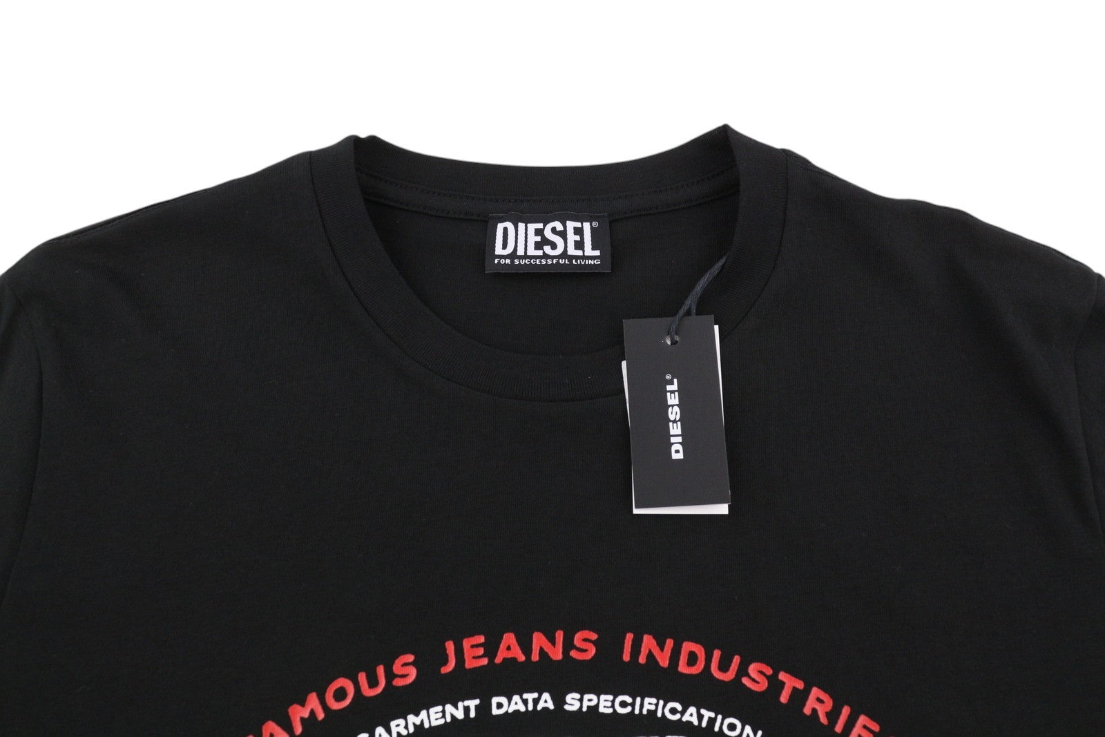 DIESEL T-Diego-C4 Men T-Shirt M Black Short Sleeved Crew Neck Front Logo Tricot