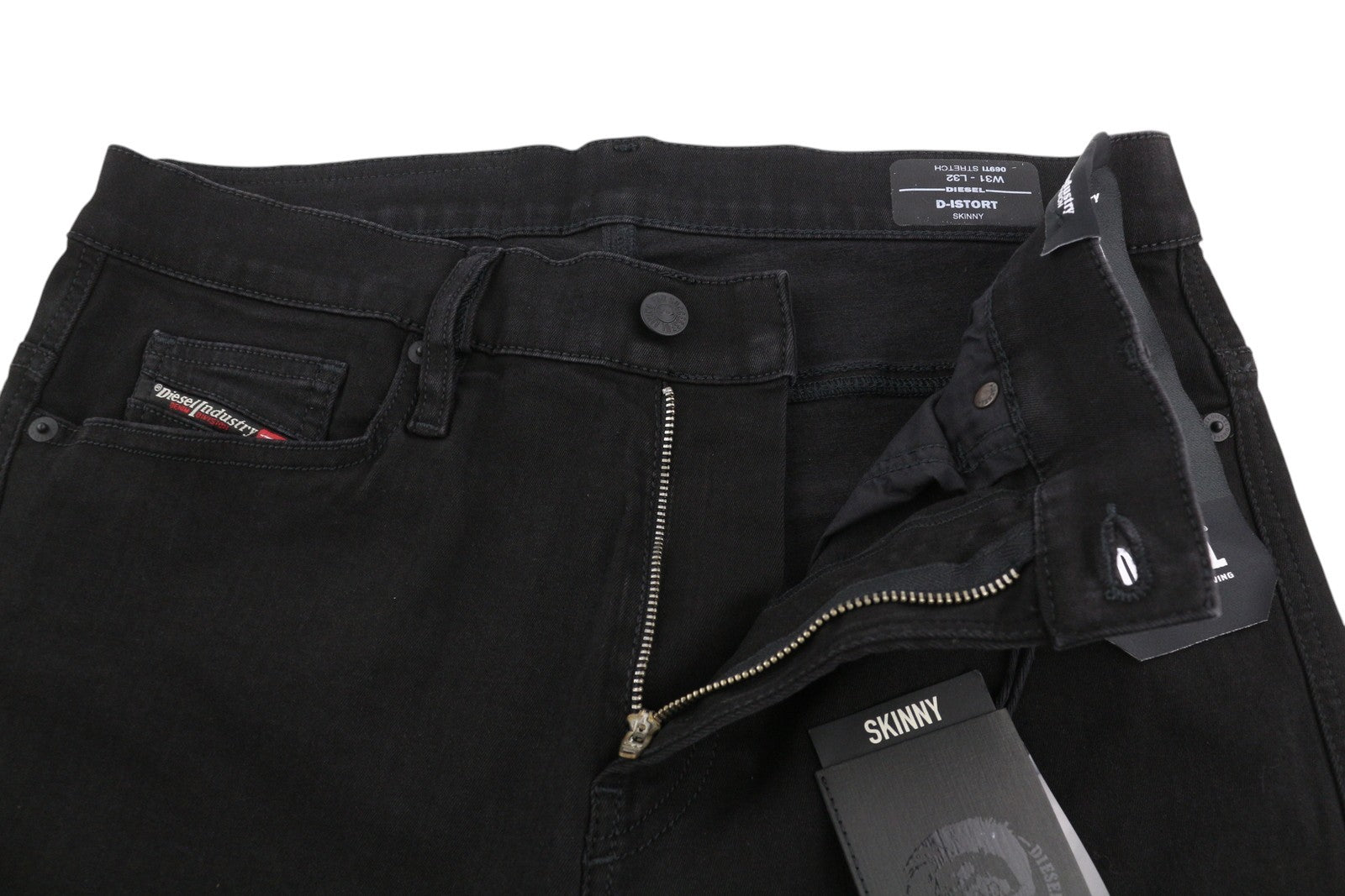 DIESEL D-Istort 069TI Men Jeans W31/L32 Skinny Fit Stretch Zipper Black RRP€220