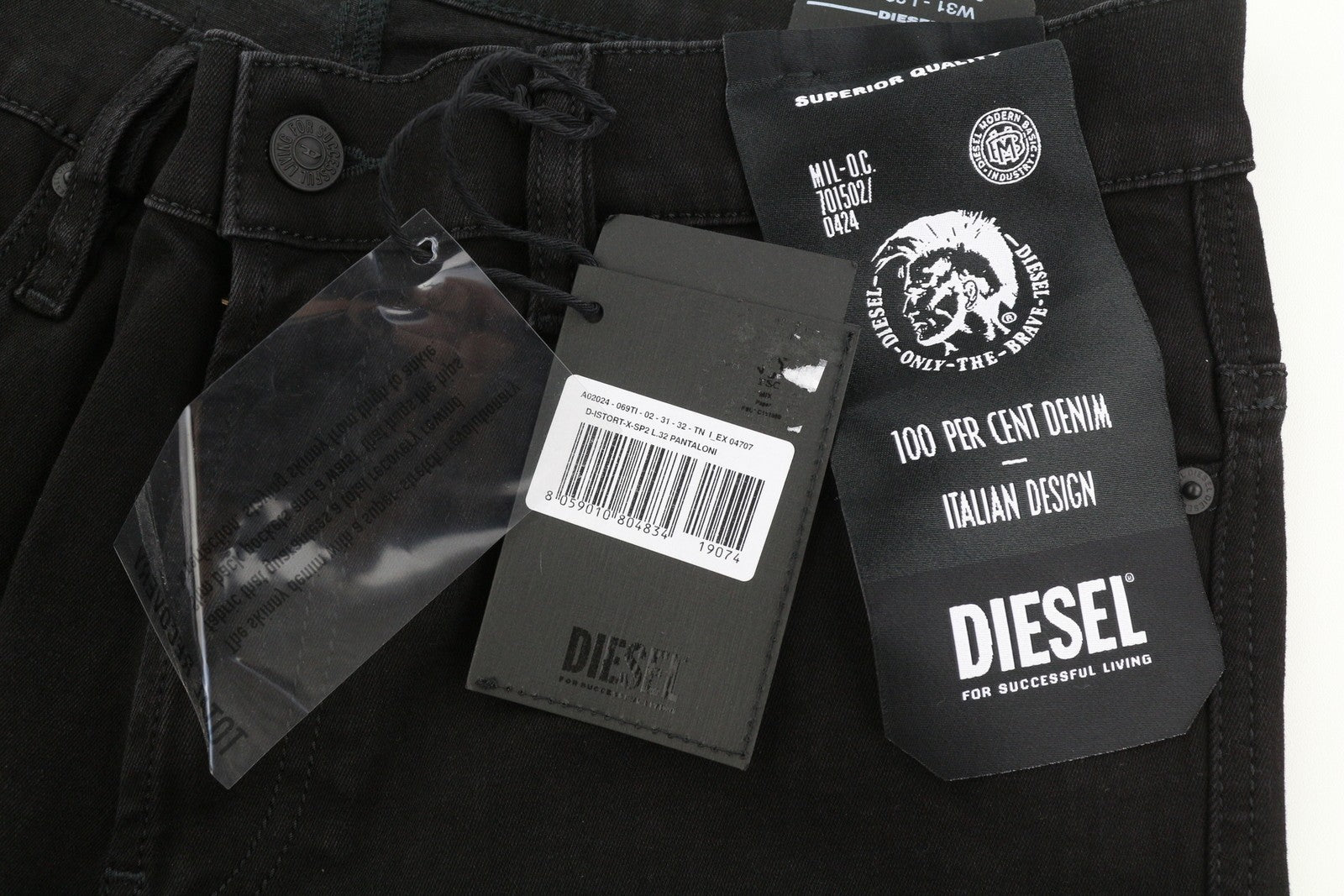 DIESEL D-Istort 069TI Men Jeans W31/L32 Skinny Fit Stretch Zipper Black RRP€220