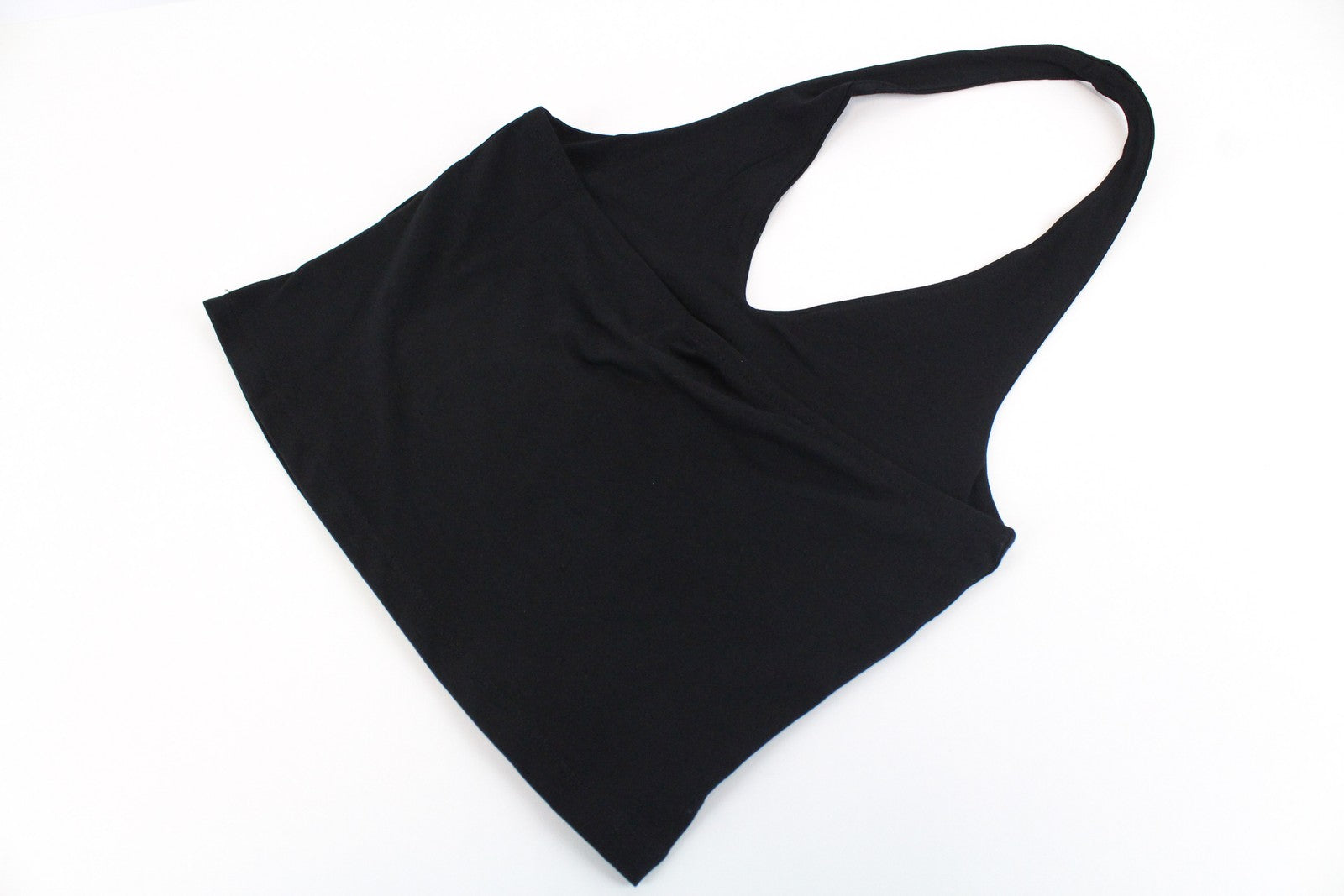 EVEN & ODD Women Pullover Top M Black Cropped Cotton Stretch Halter Sleeveless