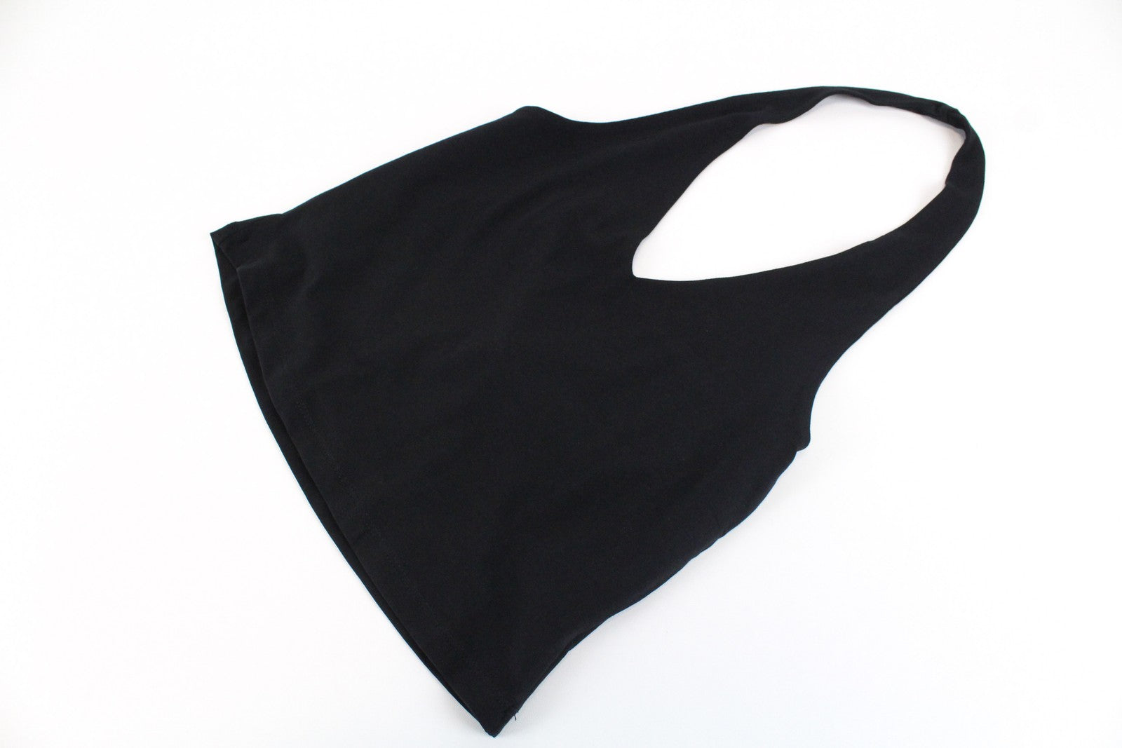 EVEN & ODD Women Pullover Top M Black Cropped Cotton Stretch Halter Sleeveless