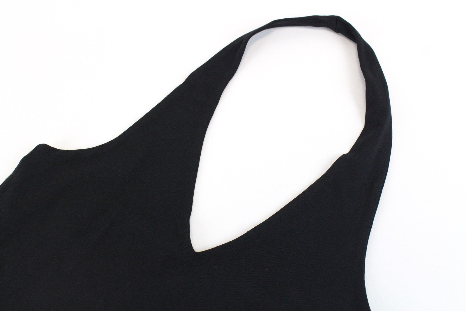 EVEN & ODD Women Pullover Top M Black Cropped Cotton Stretch Halter Sleeveless