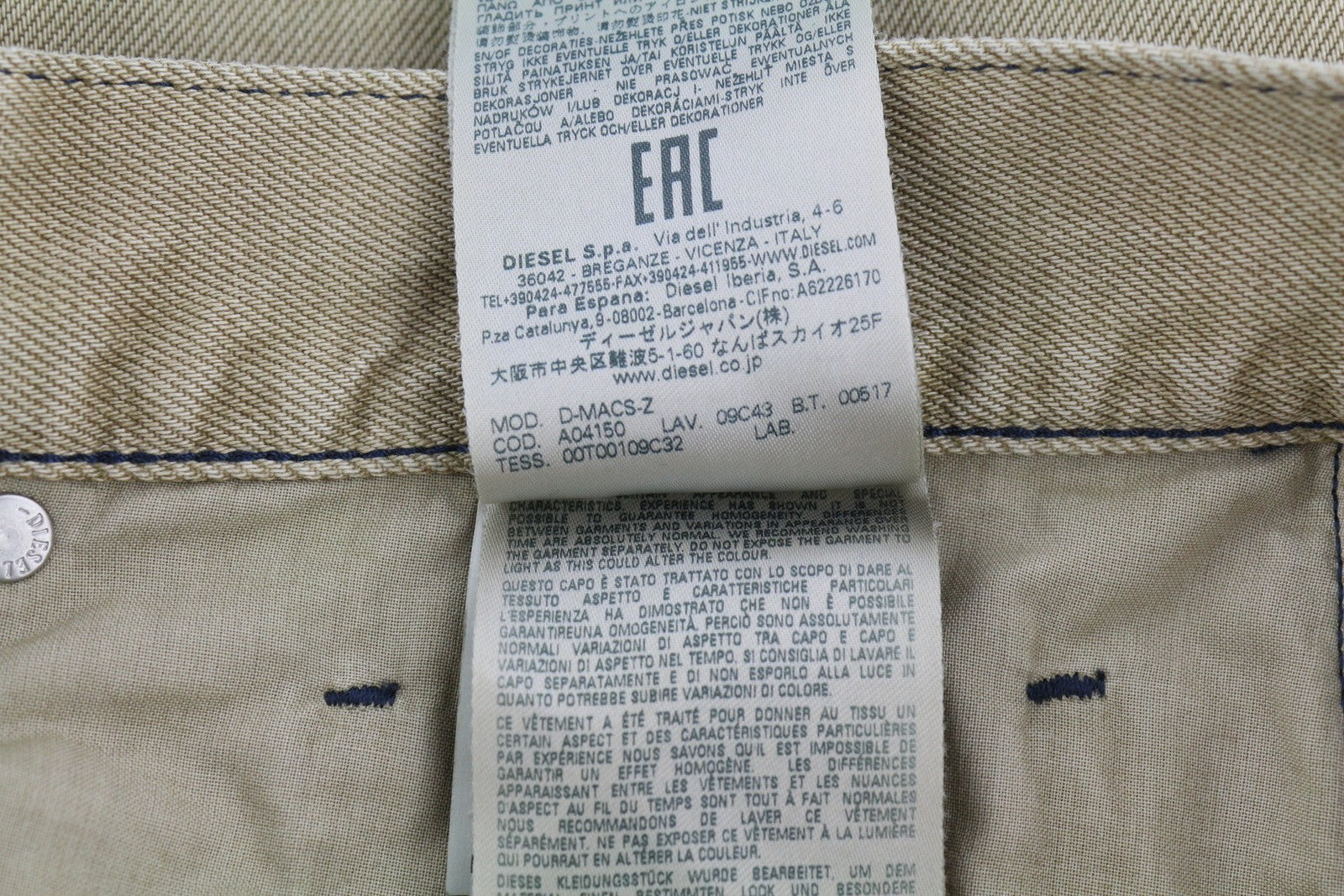 DIESEL D-Macs-Z 09C43 Men Jeans W32/L34 Regular Fit Buttoned Light RRP€175