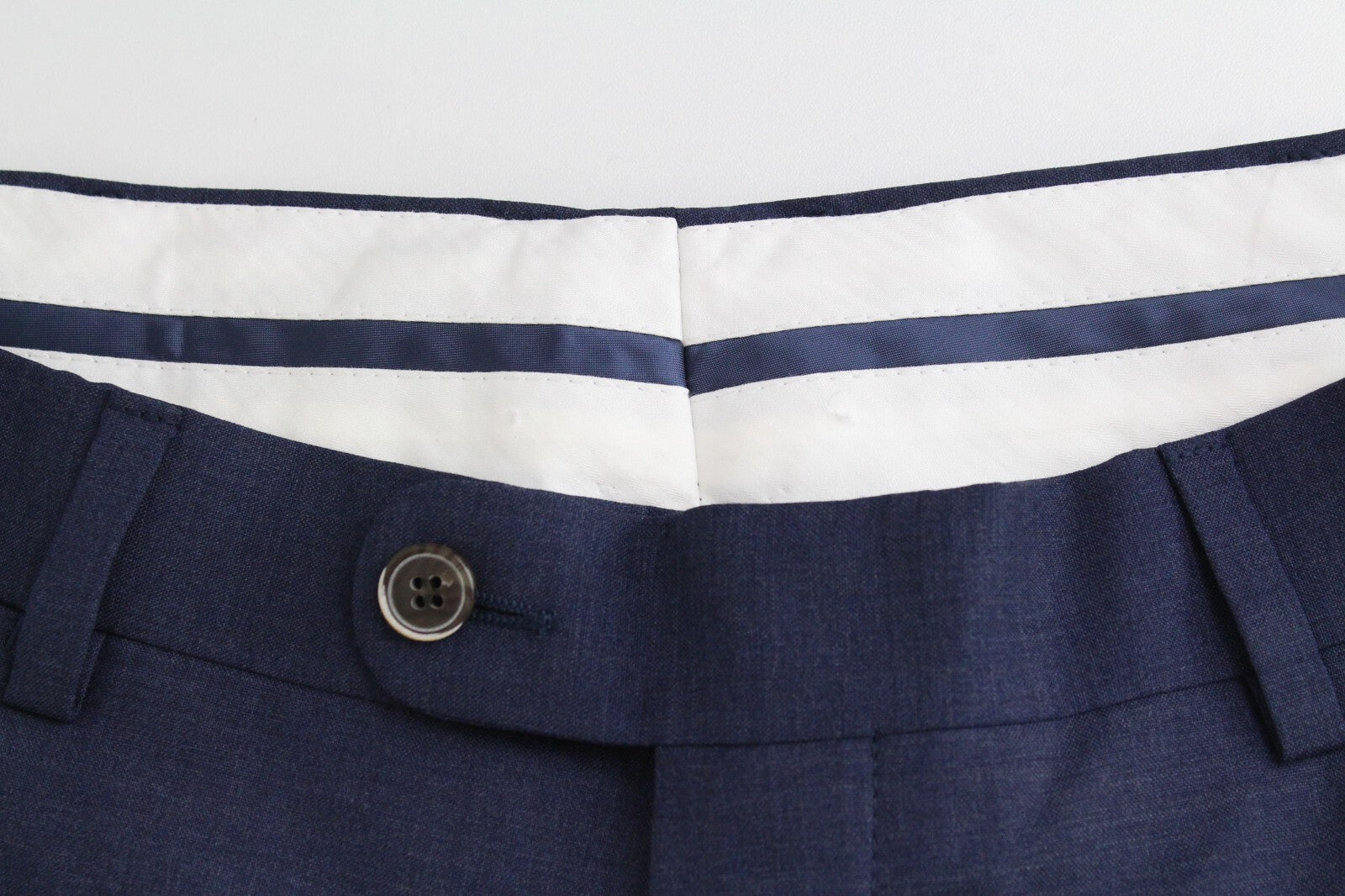 SUITSUPPLY Brescia Tux Men's UK38R Blue Pure Wool Pleated Slim Fit Trousers