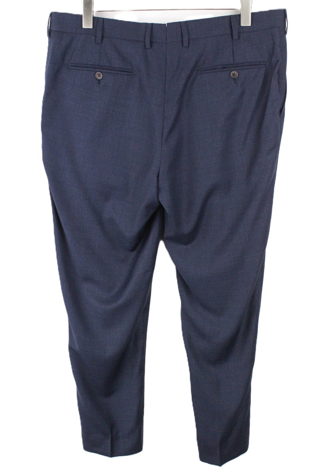 SUITSUPPLY Brescia Men's UK46S Dark Blue Lined Pleated Pure Wool Trousers