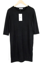 ONLY Elcos Women Dress S Black Pullover Short Stretch 3/4 Sleeved Round Neck