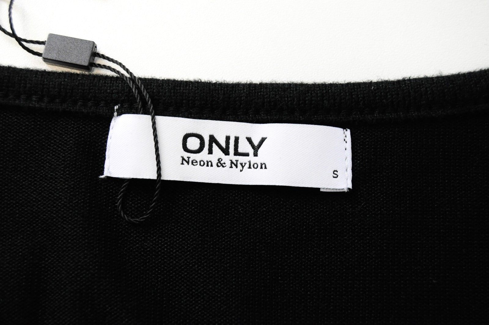 ONLY Elcos Women Dress S Black Pullover Short Stretch 3/4 Sleeved Round Neck