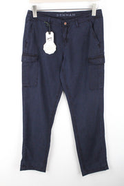 DENHAM Tara Women's W24/L28 Navy Cargo Cotton Blend Multi Pocket Trousers