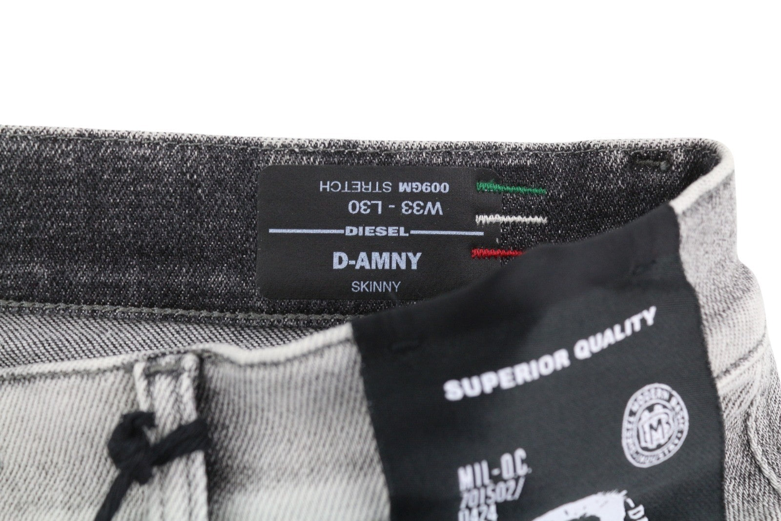 DIESEL D-Amny 009GM Men Jeans W33/L30 Skinny Fit Stretch Zip Fly Washed Grey