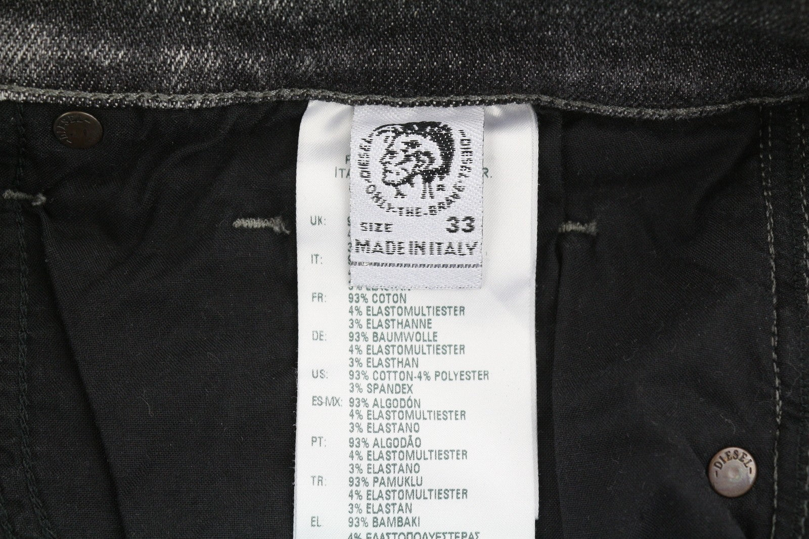 DIESEL D-Amny 009GM Men Jeans W33/L30 Skinny Fit Stretch Zip Fly Washed Grey