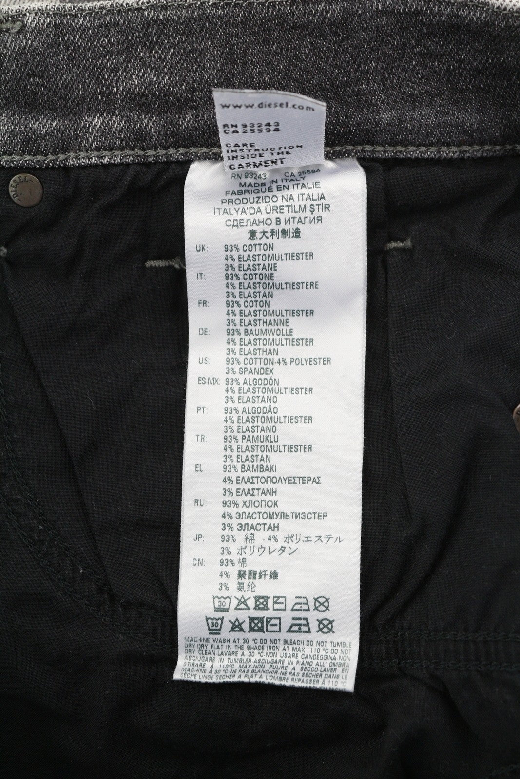 DIESEL D-Amny 009GM Men Jeans W33/L30 Skinny Fit Stretch Zip Fly Washed Grey