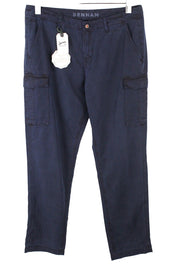 DENHAM Tara Women's W27/L30 Navy Cotton Blend Multi Pocket Cargo Style Trousers