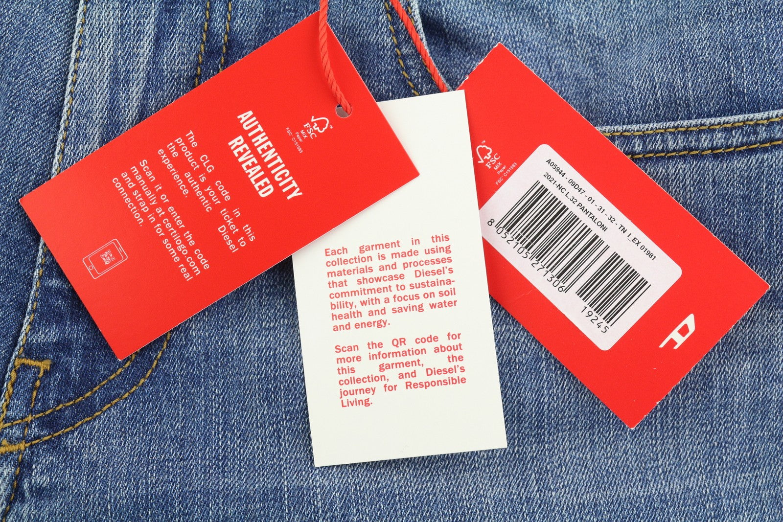 DIESEL 2021-NC 09D47 Men Jeans W31/L32 Slim Fit Bootcut Leg Mid Waist Washed