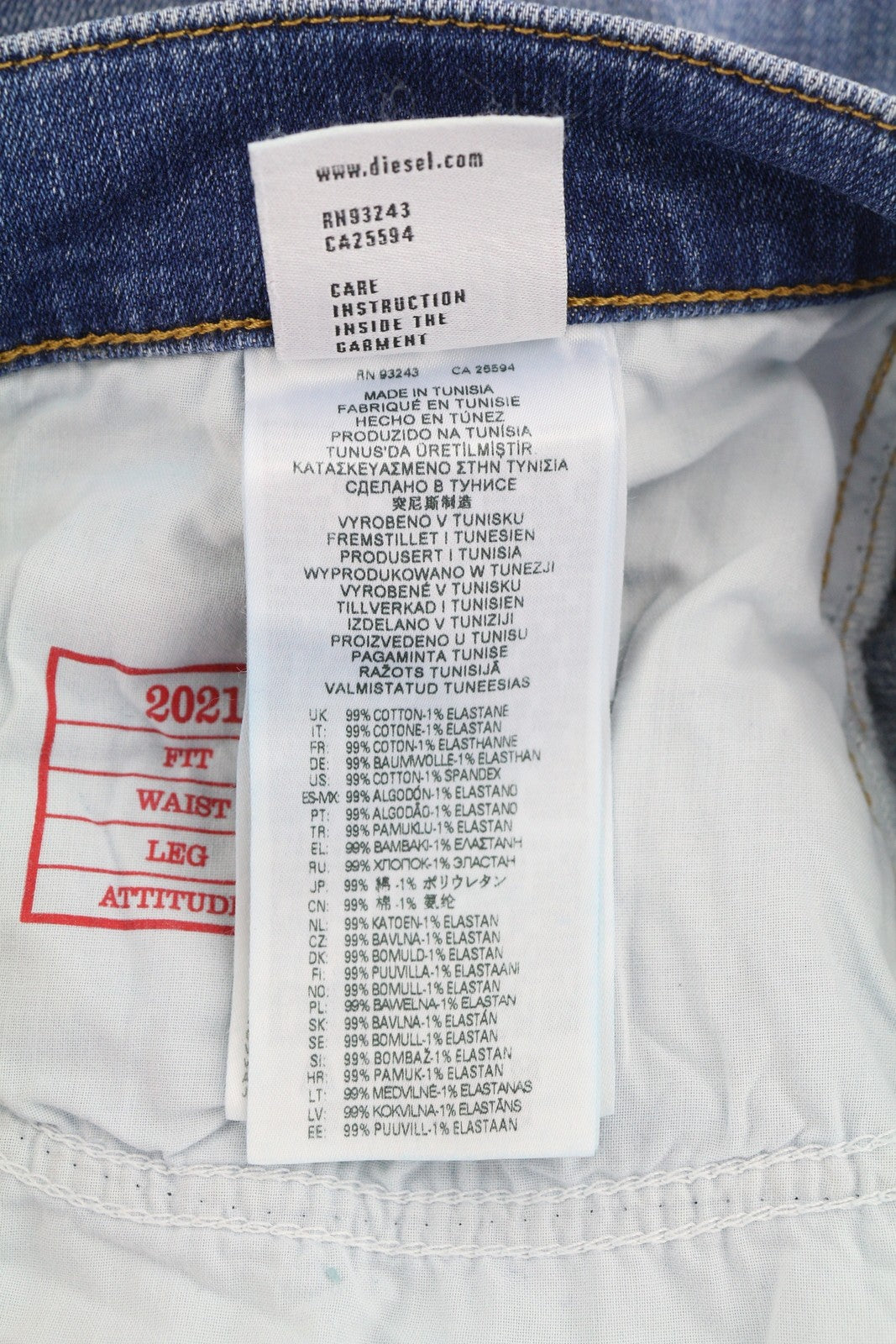 DIESEL 2021-NC 09D47 Men Jeans W31/L32 Slim Fit Bootcut Leg Mid Waist Washed
