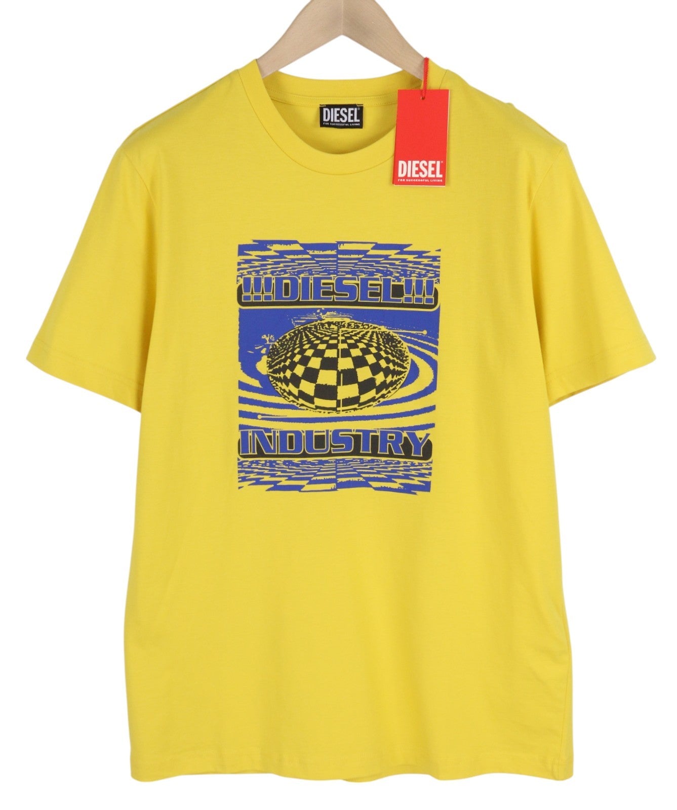 DIESEL T-Diegor-K50 Men T-Shirt M Yellow Short Sleeved Crew Neck Tricot Cotton