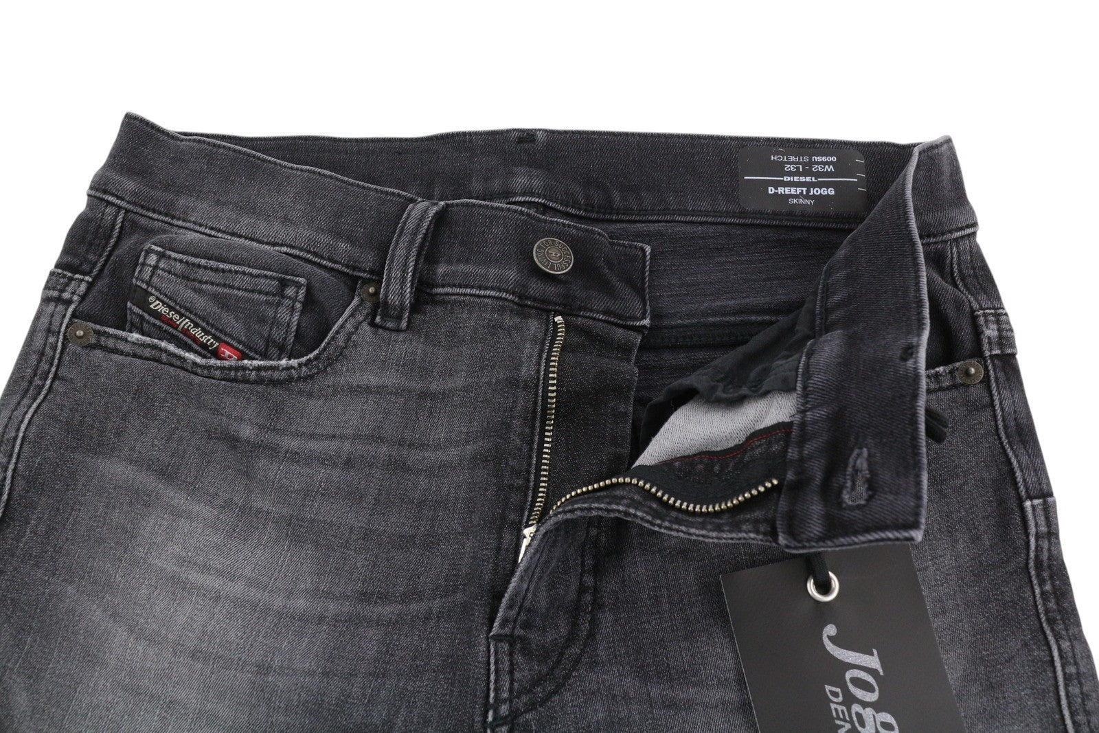 DIESEL D-Reeft Jogg 009SU Men Jeans W32/L32 Skinny Fit Stretch Washed Dark Denim