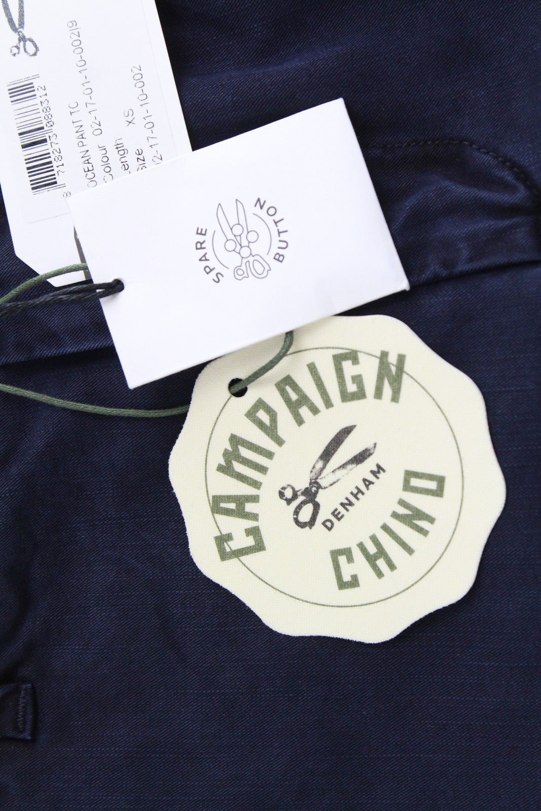 DENHAM Ocean Women's XS Navy Cotton Blend Casual Chino Pleated Front Pants