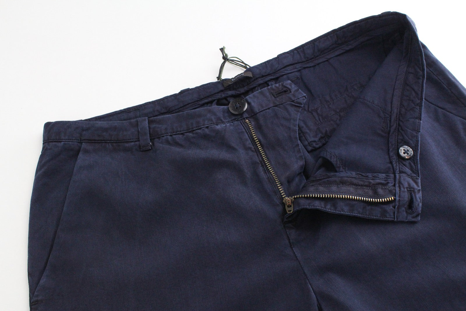 DENHAM Ocean Women's S Navy Cotton Blend Plain Pleated Front Casual Chino